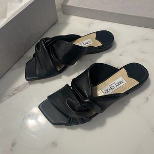 Jimmy Choo Narisa Knotted Leather Flat Sandals